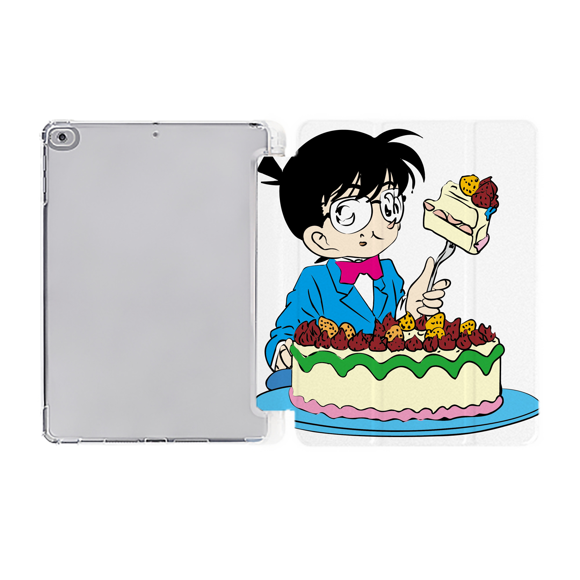 （画像用） 名探偵コナン 江戸川 コナン Detective Conan Conan Edogawa IPad ケース ペン収納付き 三つ折りスタンド PUレザー×シリコン 対応機種9.5/10.5/10.9インチ